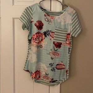 Mint Green Floral Striped Women’s Top